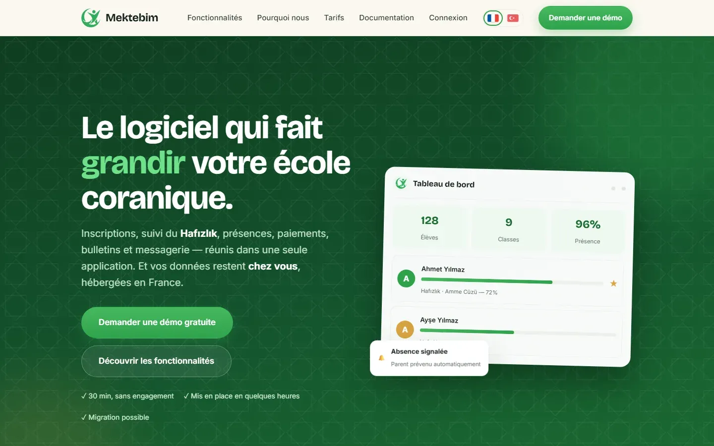 Aperçu du site Mektebim